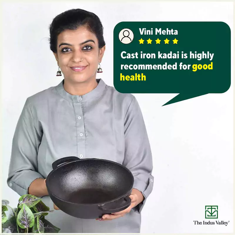 CASTrong Cast Iron Kadai 25.4cm 2.3L,Pre-seasoned, Naturally Nonstick, 100% Pure, Toxin-free, Induction - Image 12