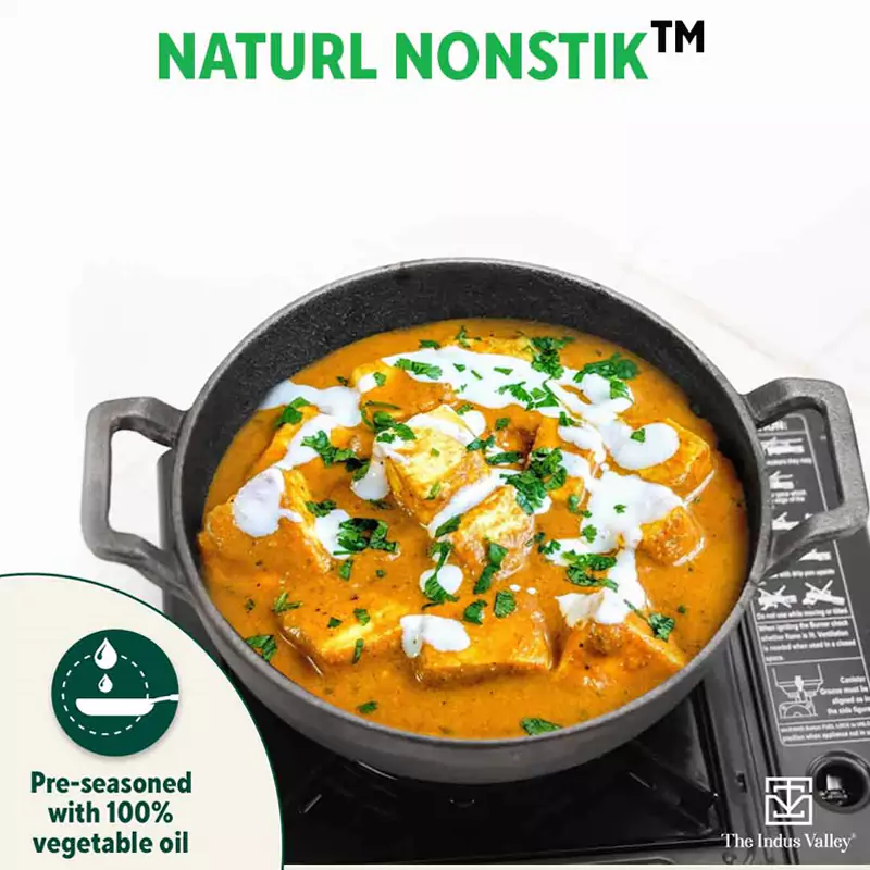 CASTrong Cast Iron Kadai, Pre-seasoned, Naturally Nonstick, 100% Pure, Toxin-free, Induction, 21/25cm, 1.7L/3.3kg - Image 8