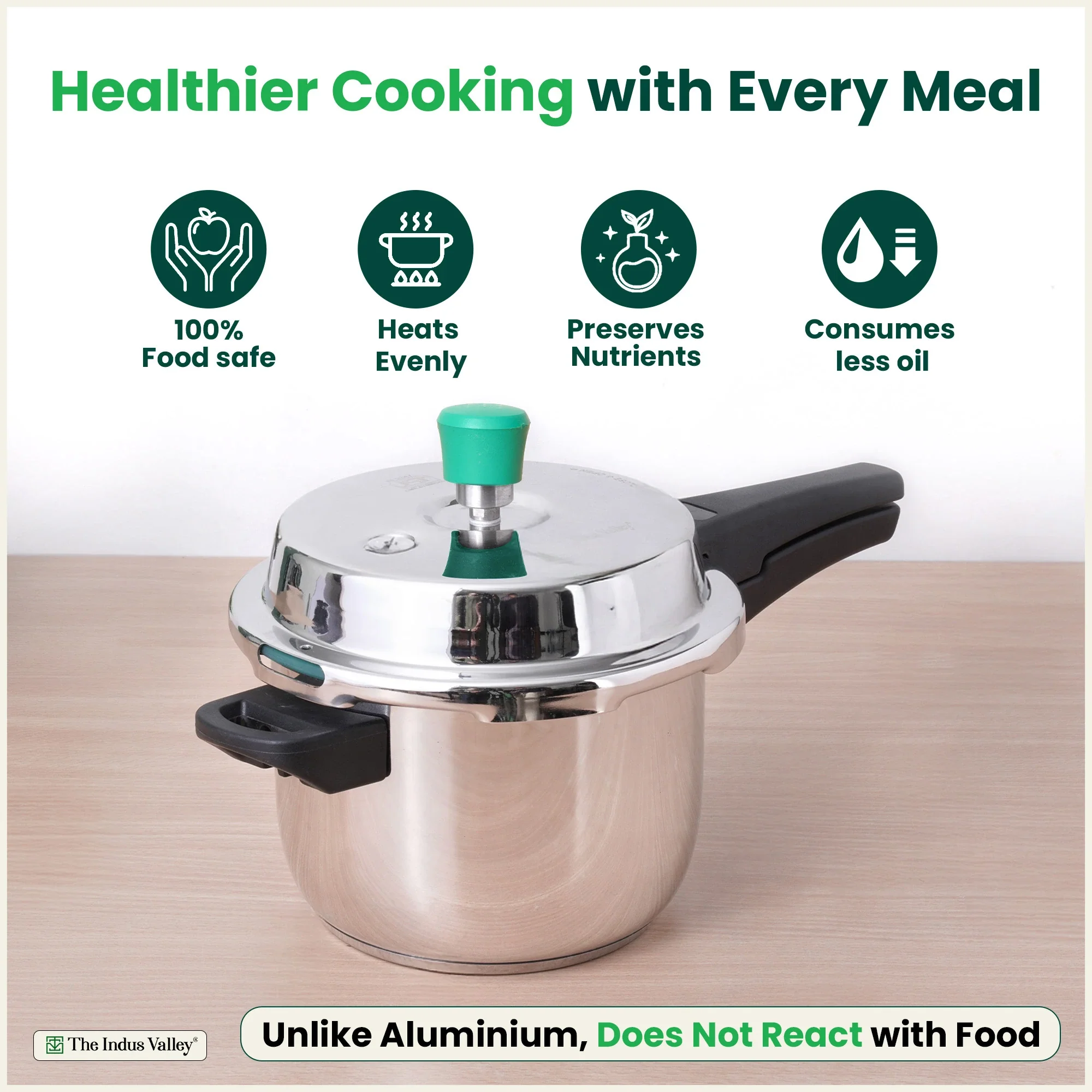QuicKooker Tri-Steel Stainless Steel Pressure Cooker 3/5 L , Premium Quality, 3 Layer Heavy Bottom, 100% Safe, ISI Certified, 3 Yr Warranty, Induction & Gas - Image 3