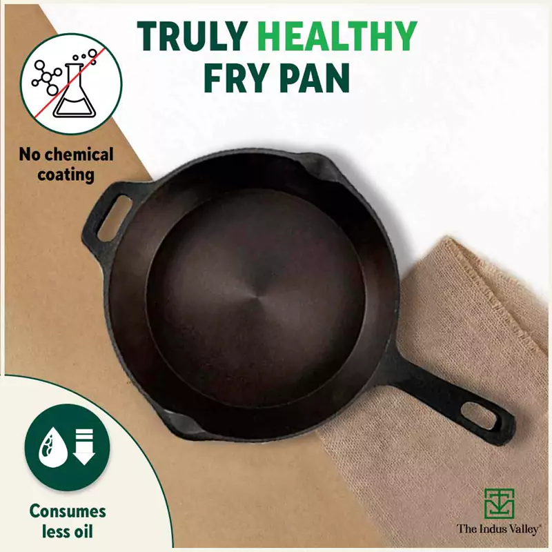 Super Smooth Cast Iron Frypan 1.7L+ Free  110 Spatula, Pre-seasoned, Naturally Nonstick, 100% Pure,Toxin-free 25.4cm - Image 3