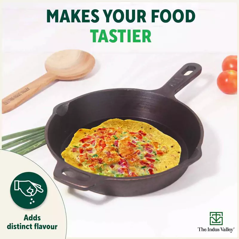 Super Smooth Cast Iron Frypan 1.7L+ Free  110 Spatula, Pre-seasoned, Naturally Nonstick, 100% Pure,Toxin-free 25.4cm - Image 8